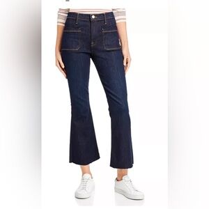 FRAME Le Bardot Crop Flare Raw-Edge Jeans